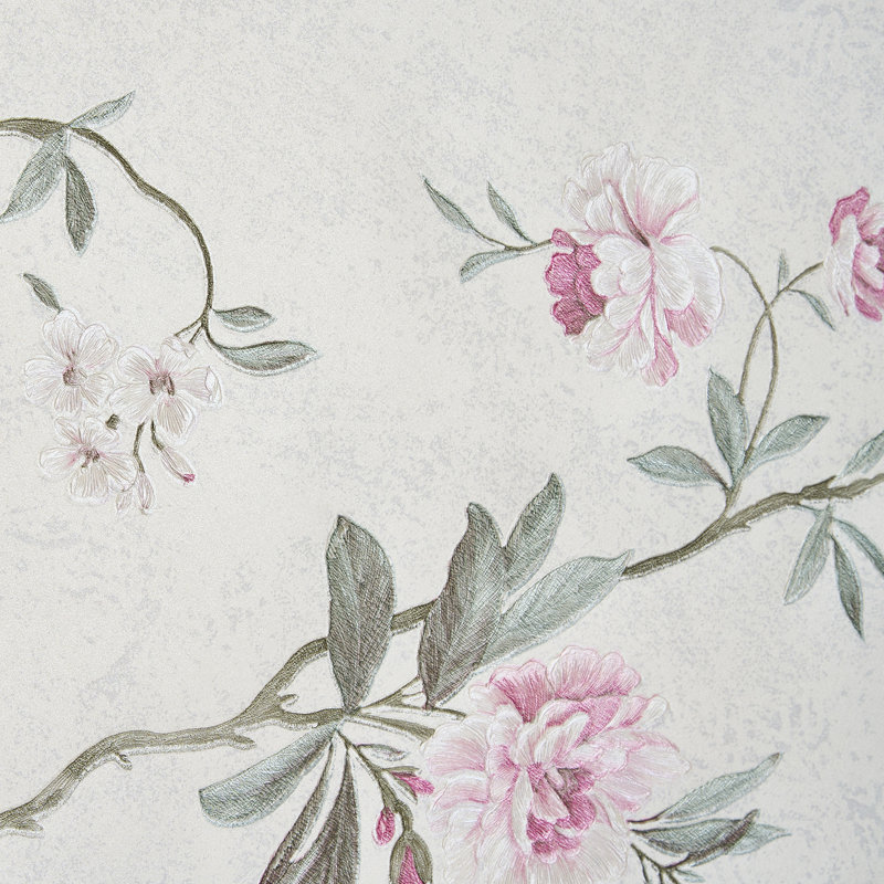 Non-Pasted Non-Woven 3D Embossed Wallpaper Roll, Beige/Pink