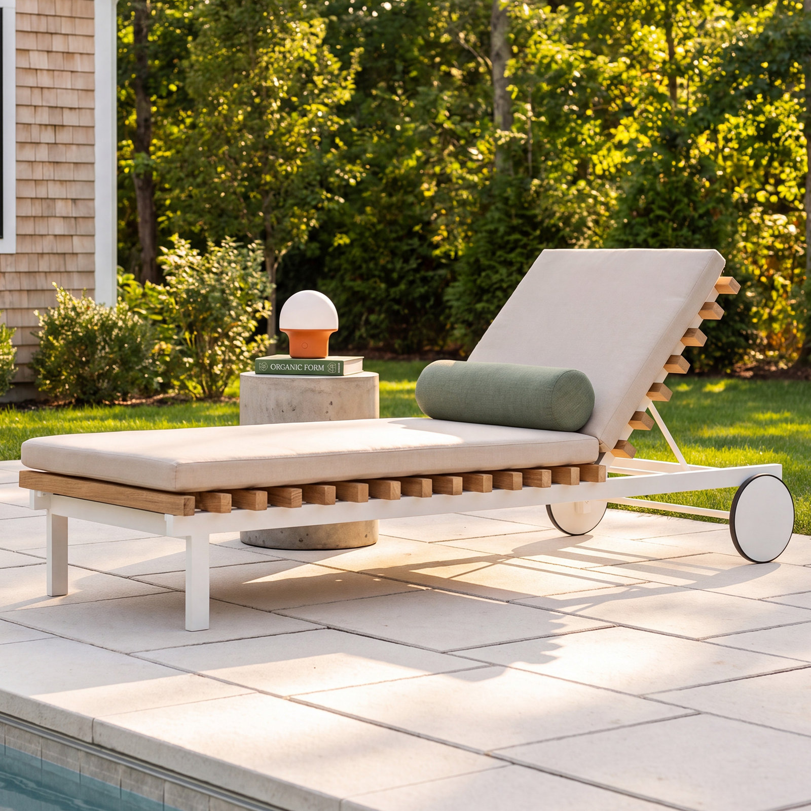 Perch 26 " Sunbrella® Patio Chaise Lounge, Sunbrella Linen, White
