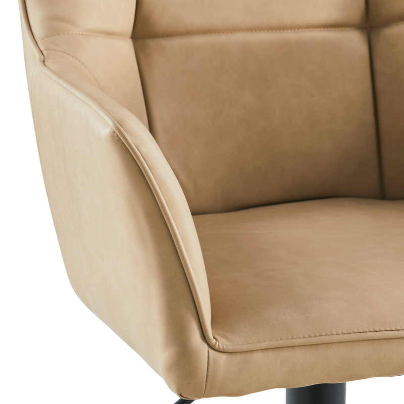 Swivel Upholstered Adjustable Height Counter Stool with Metal Frame, Cream