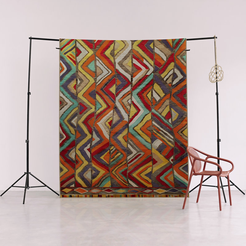 Mira Multi-Colored Striped Zig-Zag Patterned Creative Modern Decorative Rug, Rectangle 3'9.81" x 6'6.74"