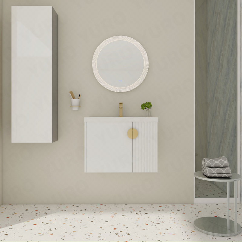 Meuble-lavabo de 28 po avec lavabo en céramique pour petite salle de bain, White