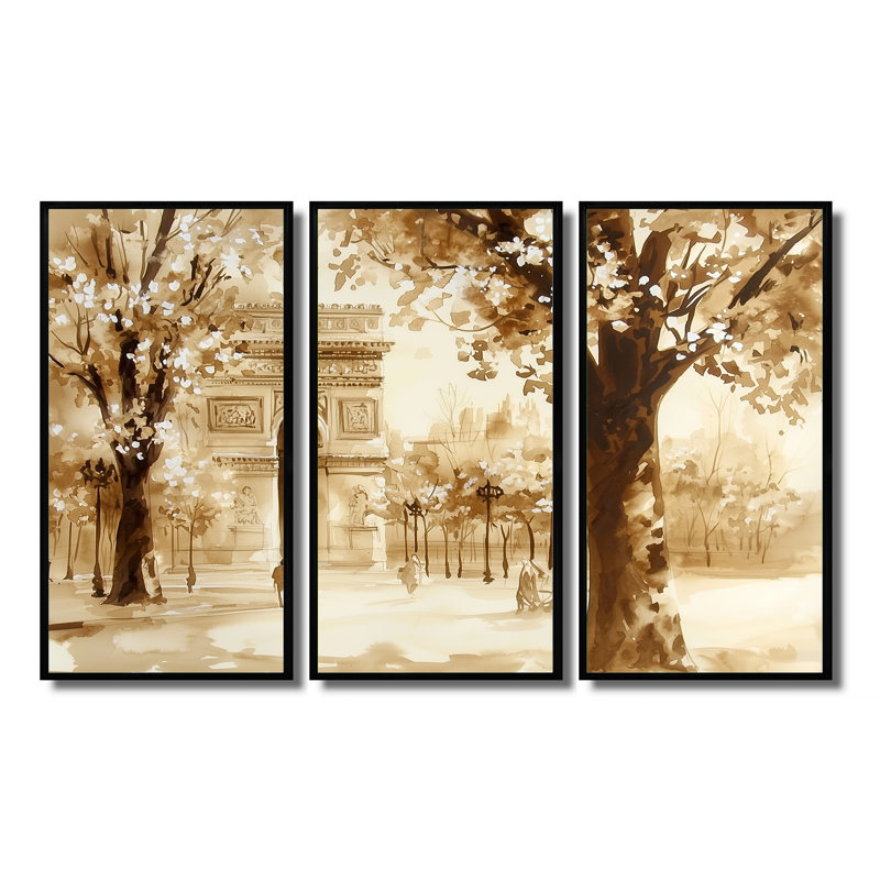 Ensemble de décoration murale rétro Arc De Triomphe In Paris - City Paris, H 28 po x l 36 po, Noir