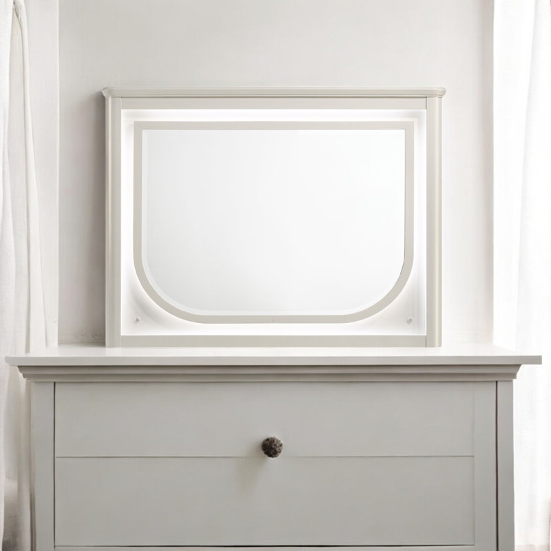Miroir avec DEL, finition blanc perle