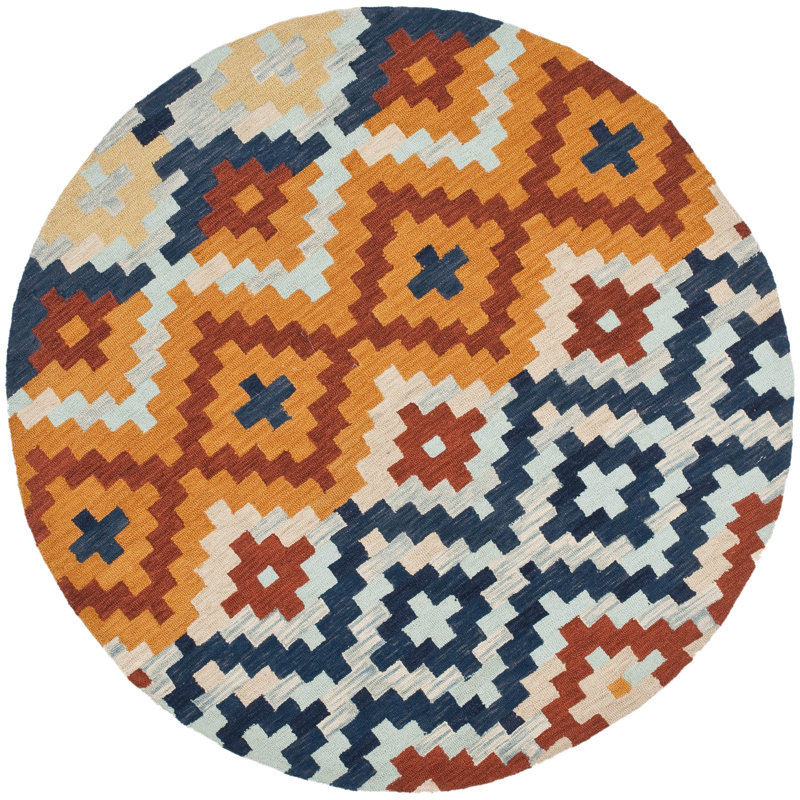 Aalyah Hand Hooked Wool Pile Southwestern Rug, Round 3'