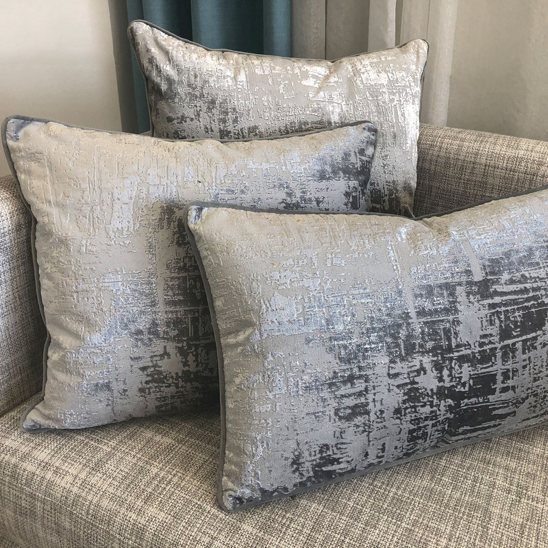 Feather Throw Pillow, Silver, 18" x 22"
