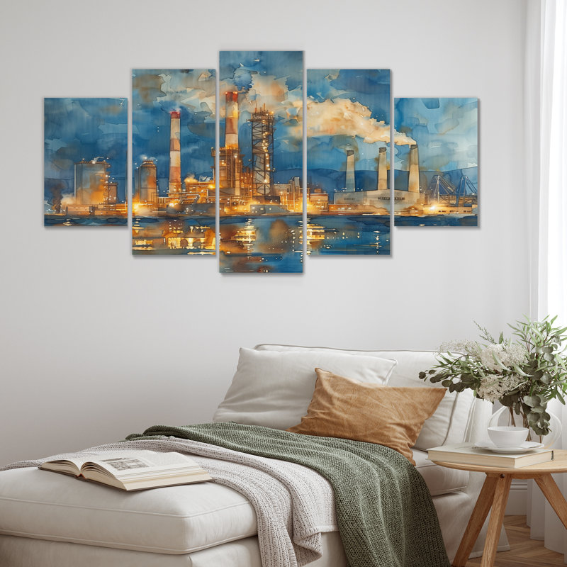 Ensemble de salon art mural gris et bleu - centrale électrique