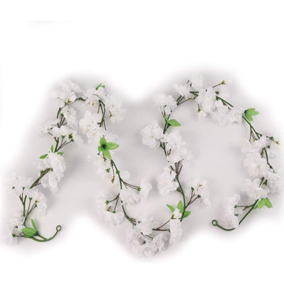 Ensemble de 2 guirlandes de fleurs de cerisier blanches et vertes