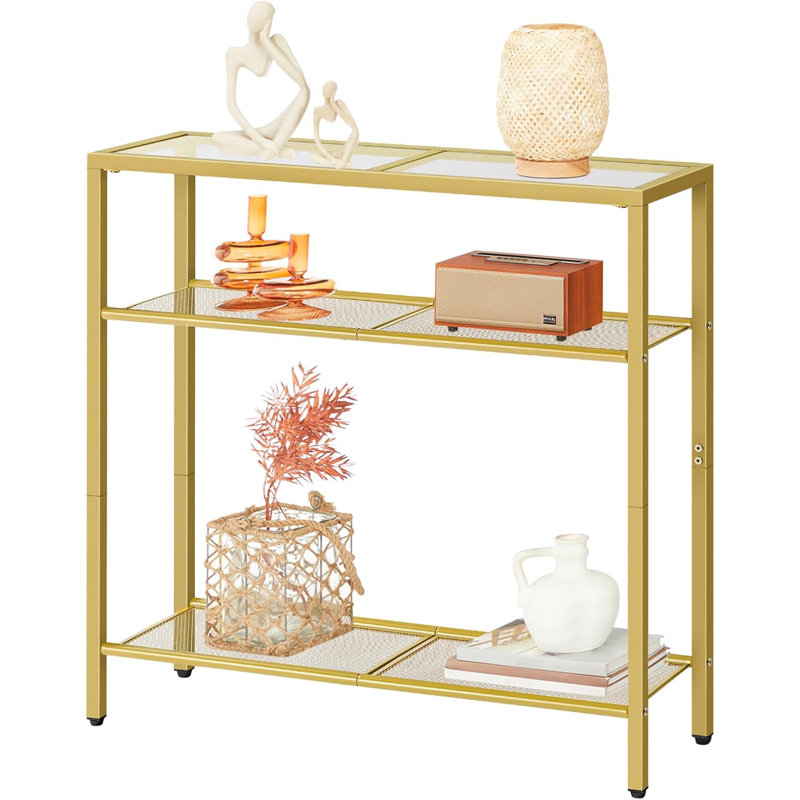 Canterbury Glass Console Table, Gold