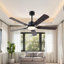 Ventilateur de plafond de chambre à coucher et de salon avec ABS noir, commande à distance et circulation d'air saisonnière