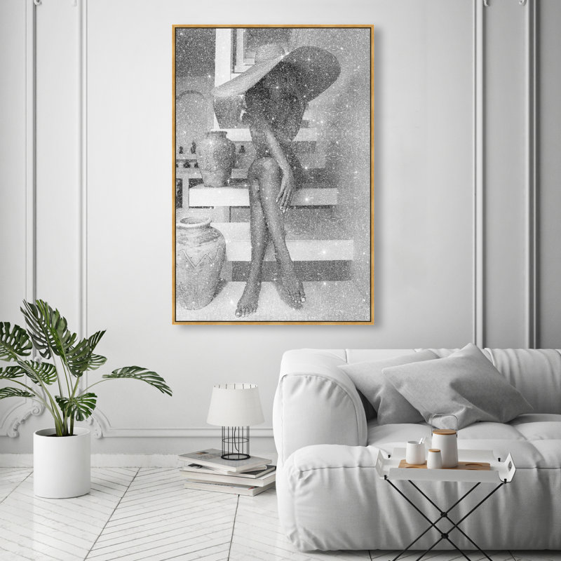 Andrea II Gray Canvas People Print by Oliver Gal, Black Frame, 10 x 15, 16"H x 11"W, Canvas