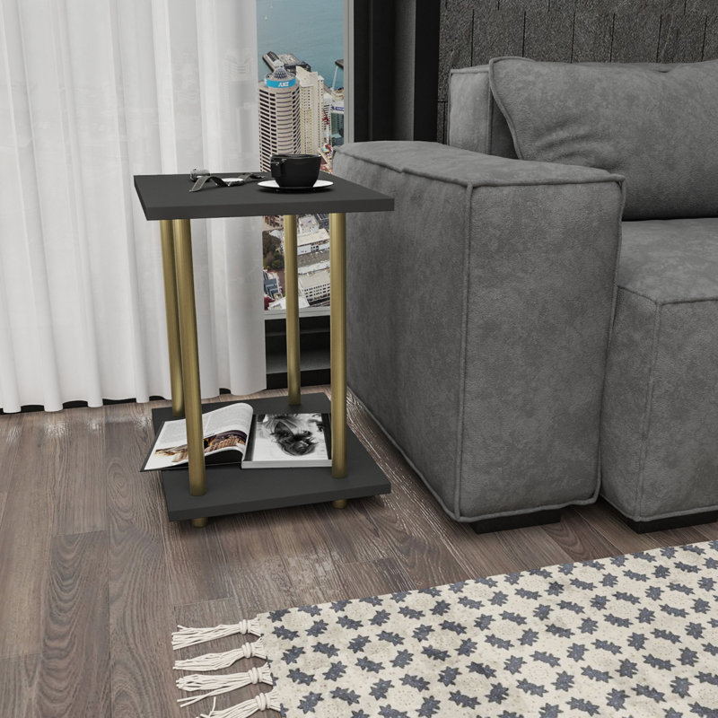 End Table, Anthracite, Gold