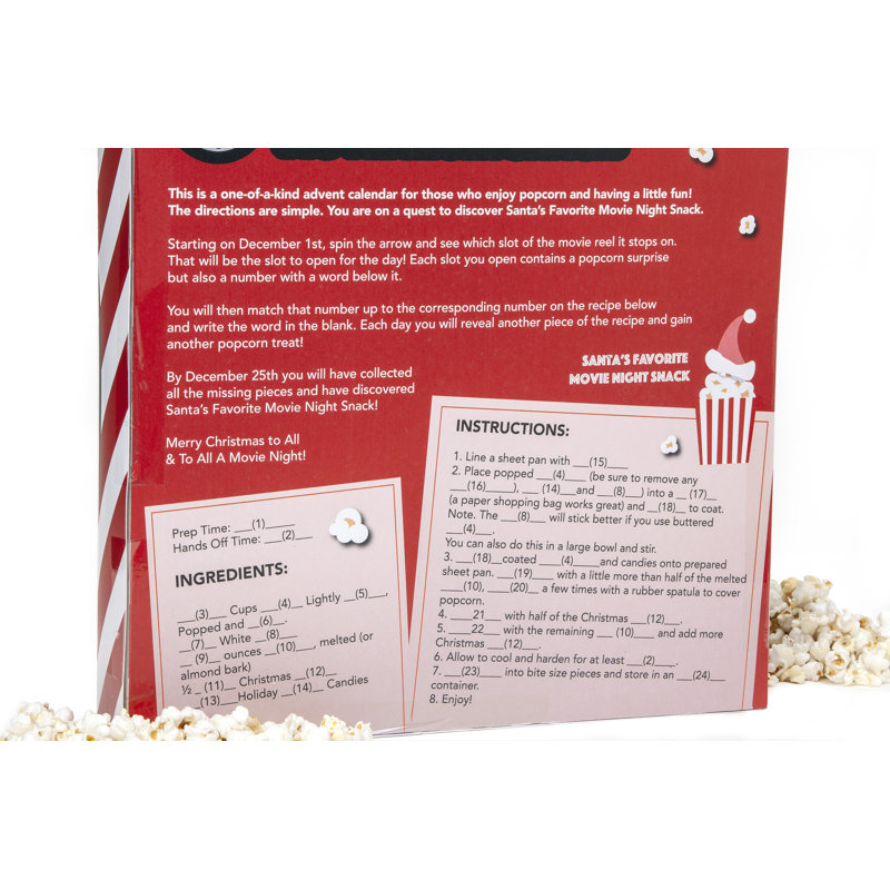 Wabash Valley Farms Santa #39 s Secret Snack Popcorn Advent Calendar Wayfair
