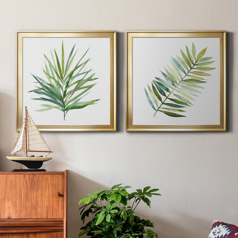 Impression sur toile, "Palm Frond I" 2 pièces, H 34,5 po x l 69 po x P 1,5 po, Or