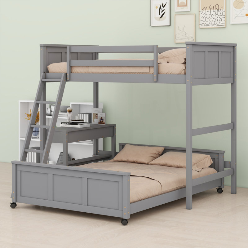 Bunk Bed With Desk, Grey