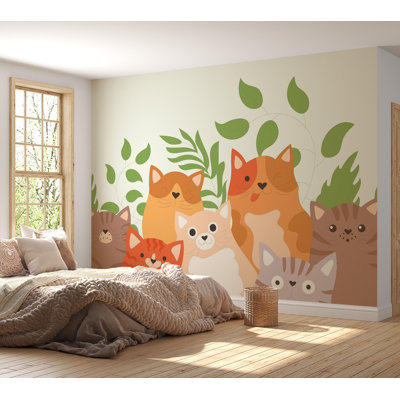 Premium Wallpaper Wall Mural - Cute Cats Illustration