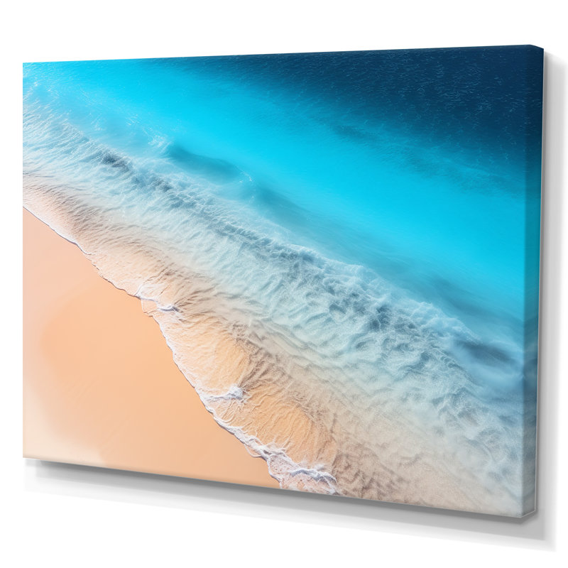 Vagues tropicales vue aérienne IV - plage et océan, art mural, Toile tendue, H 24 po x l 32 po x P 1 po