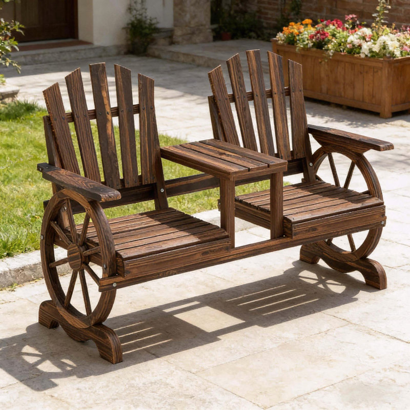Patio Bench Fir Wood Solid Durable Weather Resistant, Carbon