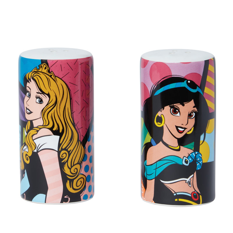 Ensemble salière et poivrière 2 pièces Enesco Disney BRITTO Princess Aurora, Tiana, Raiponce et Jasmine