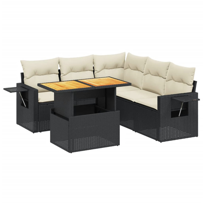 Vidaxl Garden Sofa Set Black, Cream White