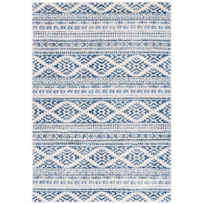 Tapis ivoire / bleu marine à motif géométrique Cobos