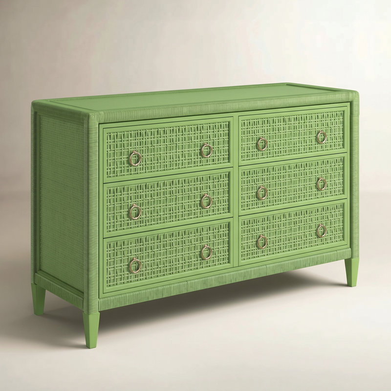 Naples 6 Drawer 54'' W Dresser, Sea Glass, Yes, Satin Nickel