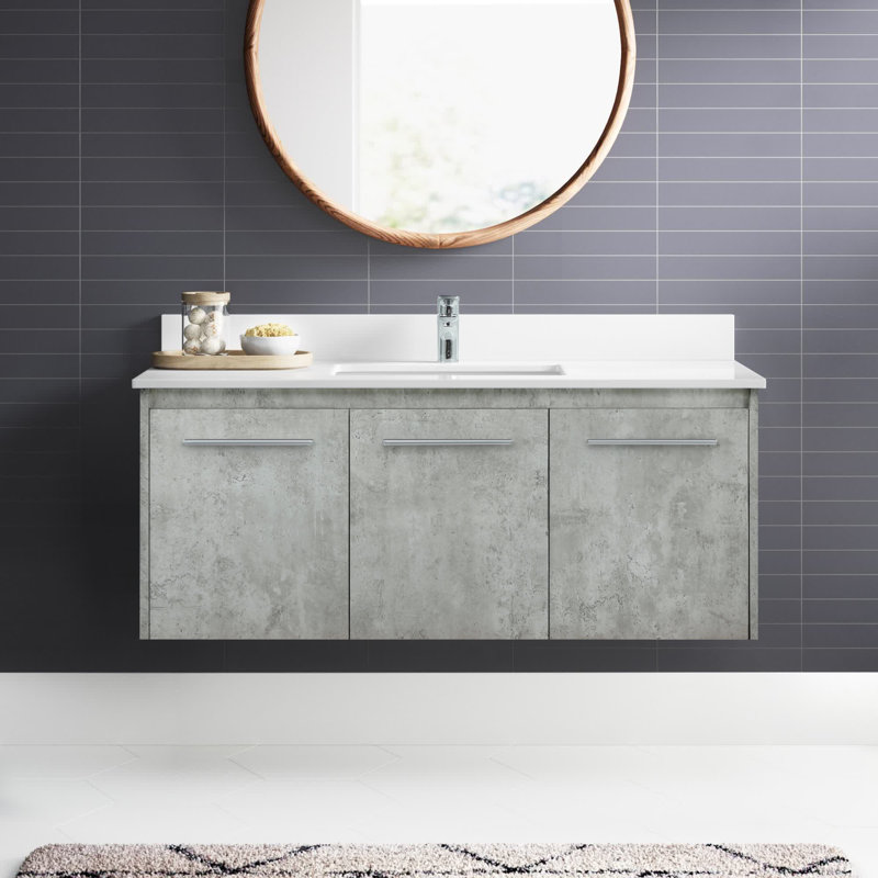 Ensemble de meuble-lavabo simple mural 48 "Penn, Gris béton