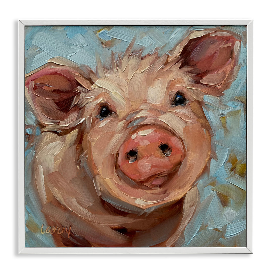 " Modern Pig Portrait Farm Animal " by Andrea Lavery Stupell Industries