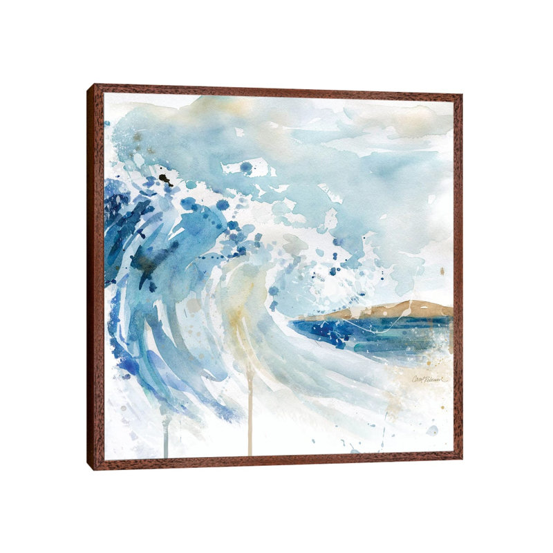 Malibu Surf I by Carol Robinson - Painting on Canvas, 93.98 cm H x 93.98 cm W, Classic Brown Wood Framed