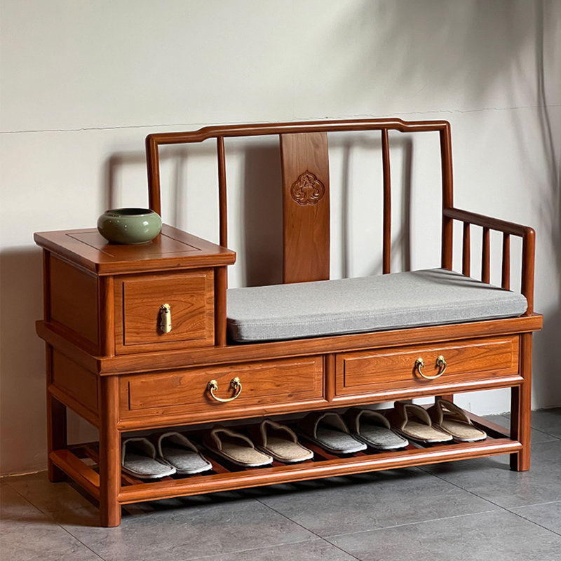 5 Pair Solid Wood Shoe Storage Bench, Brown