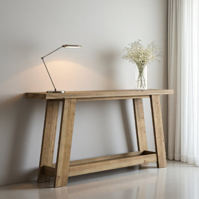Table de canapé étroite, console à deux niveaux, table d'entrée en bois