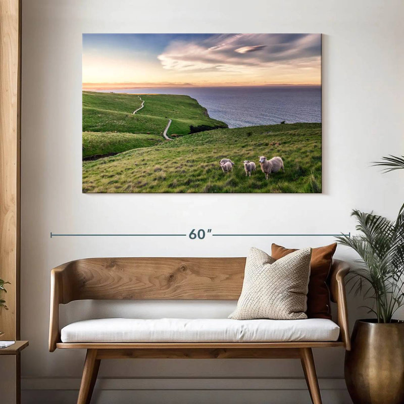 Gillard Sheep On Christchurch Cliff, H 32 po x l 48 po