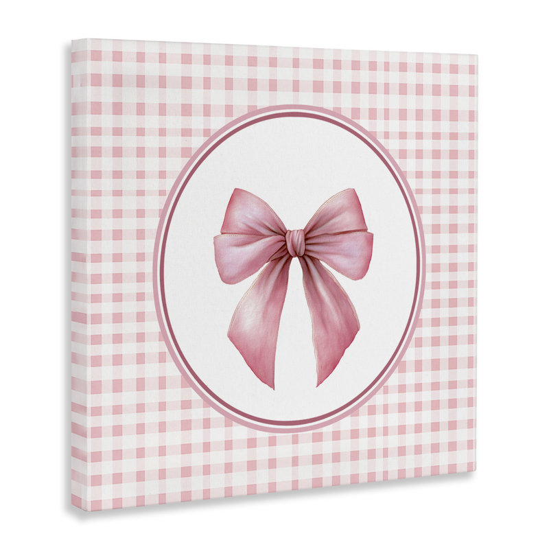 Arc rose avec toile circulaire Vichy, design par Christine Simpson Art, H 36 po x l 36 po