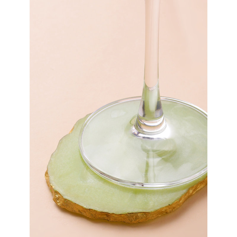 Ensemble de 4 sous-verres en résine jaune, Vert