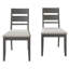 Ensemble de salle à manger 5 pièces avec table ronde noire et chaises à dossier horizontal rembourrées grises-714453447