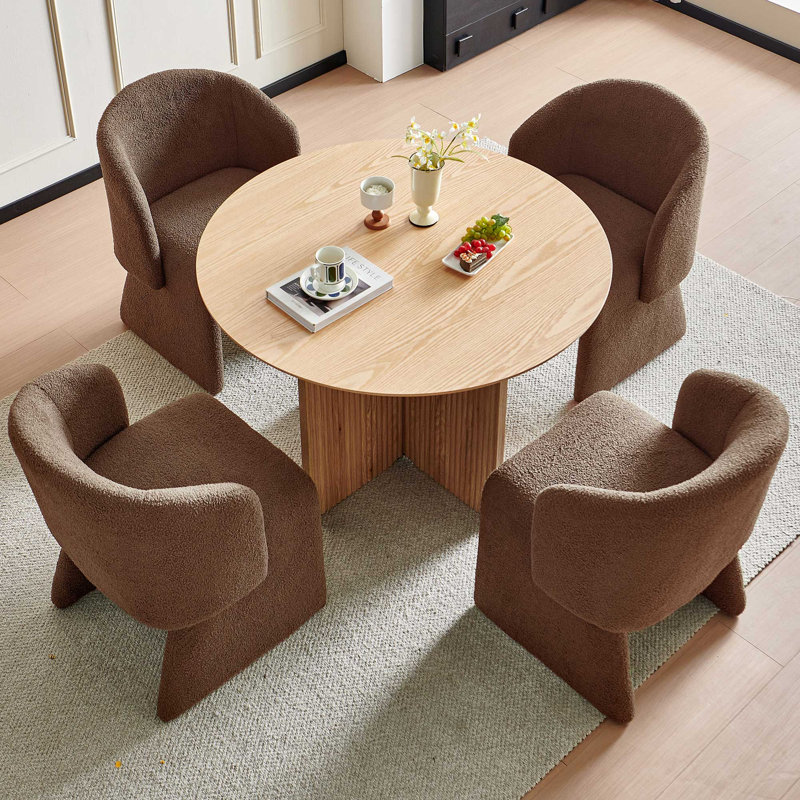 Ensemble de 4 tables de salle à manger Angelina, Brown, Natural