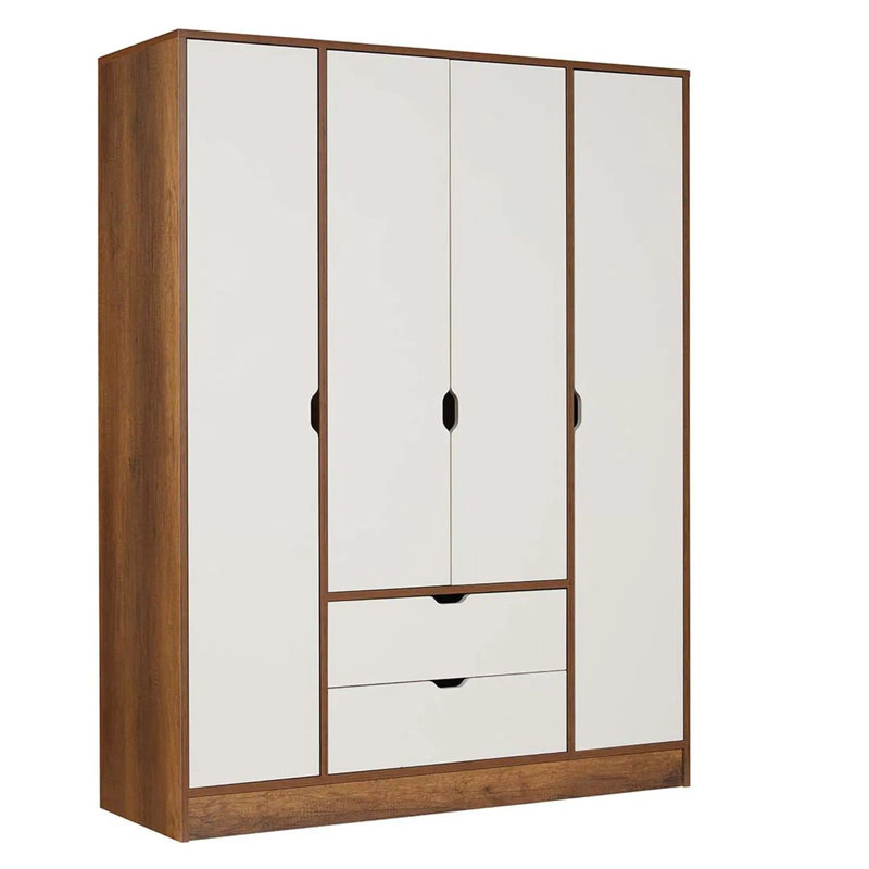 Élégante garde-robe avec panneau de particules 100% mélamine, finition noyer et pierre de lune, 55,1 po x 71,7 po x 19,7 po | Bandes de chant durables en PVC de 0,8 mm | Solution de rangement élégante pour les chambres à coucher modernes et les espaces de vie