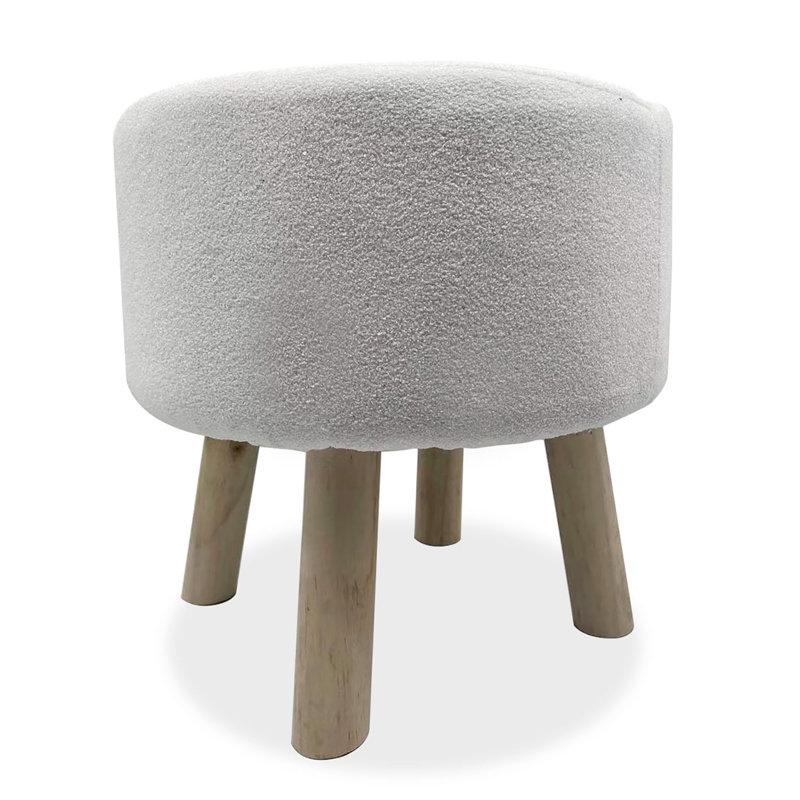 Ensemble de repose-pieds contemporain blanc / naturel avec pieds inclinés en bois (2 pièces)