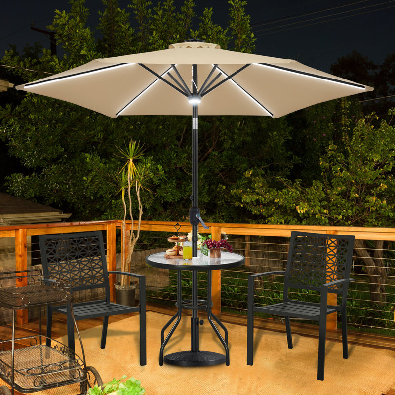 Parasol d'extérieur 108 "avec éclairage central 108", Tanné