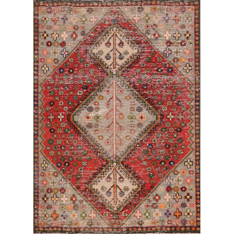 Tapis traditionnel rétro géométrique 4 x 6
