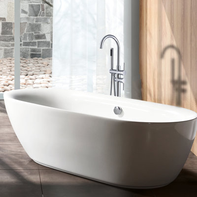 Freestanding Bathtub Faucet With Hand Shower - Robust Metal, Coating, 6.34 In. Width, Height, 46.43 Depth, Bathroom Accessory Finish, Metal Construction, 3.9 Gpm Max Water Flow Rate, Full Body Spray