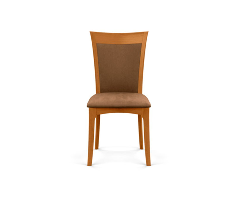 Morgan Leather Dining Chair, Natural Cherry, White