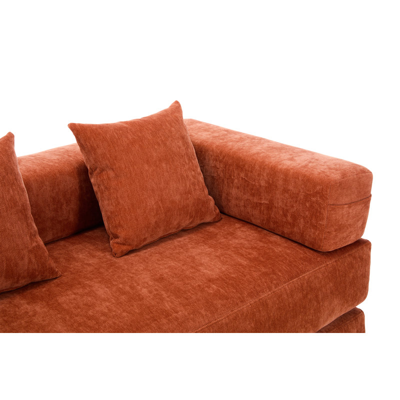 Canapé-lit pliant en chenille de 78 po, Orange