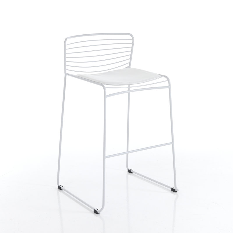 Chesser Patio Dining Side Chair with Cushion, White