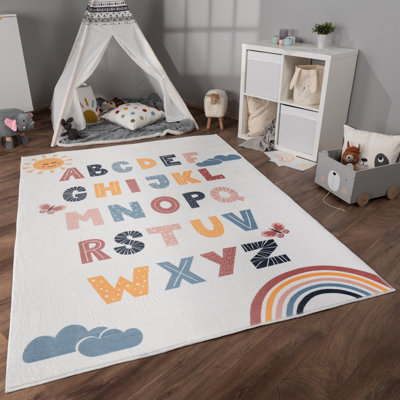 Soffren No Pattern And Not Solid Colour Yellow/Blue/Pink Area Rug