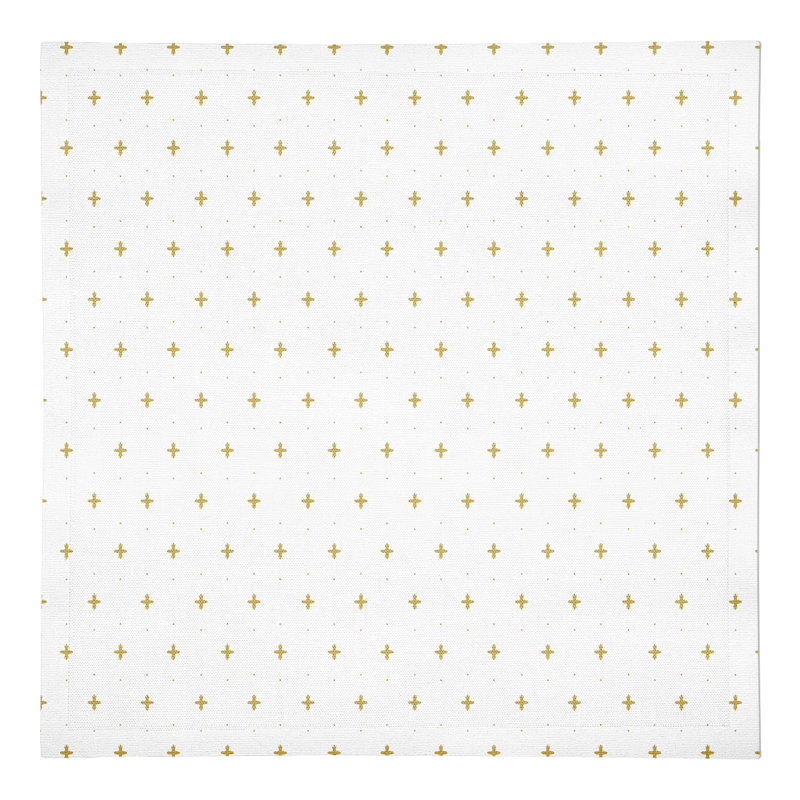 Cotton Geometric Rectangle Napkin, Yellow/White