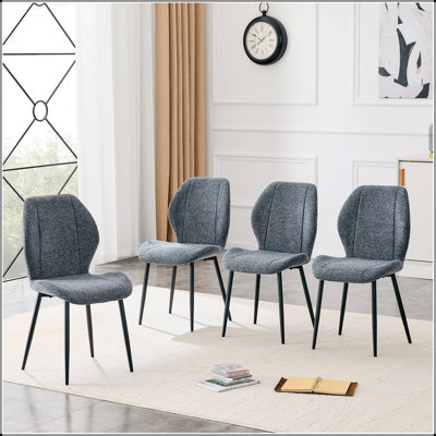 Chaise de salle à manger en tissu brun - rétro minimaliste - ensemble de 4