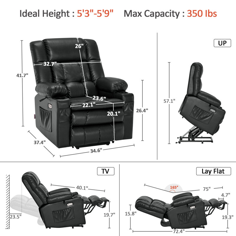 Fauteuil inclinable électrique MCombo, Noir