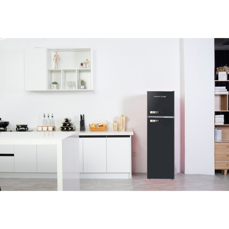 Arctic Chef 10 Cu. Ft. Retro Refrigerator, Top Mount Apartment-Size Fridge, Black