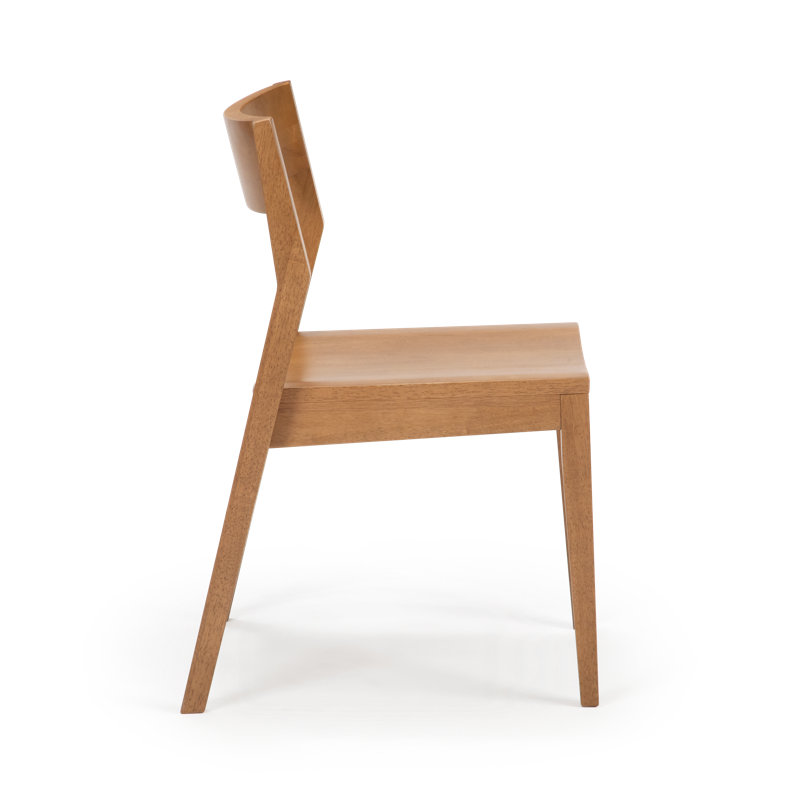 Chaise d'appoint à dossier bas en bois massif Linzy, Pacane