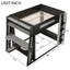  Lit superposé grand sur grand avec bureau, tablettes de rangement et DEL, noir et gris